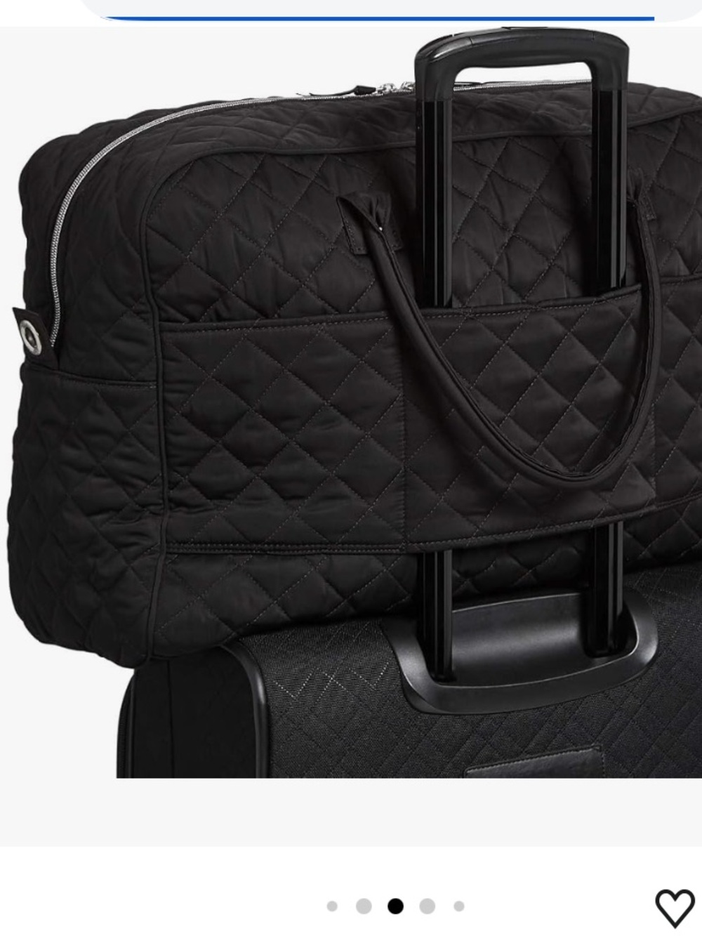 Vera Bradley Iconic Traveler Weekender Black Twill Quilt Bag - Picture 10 of 11